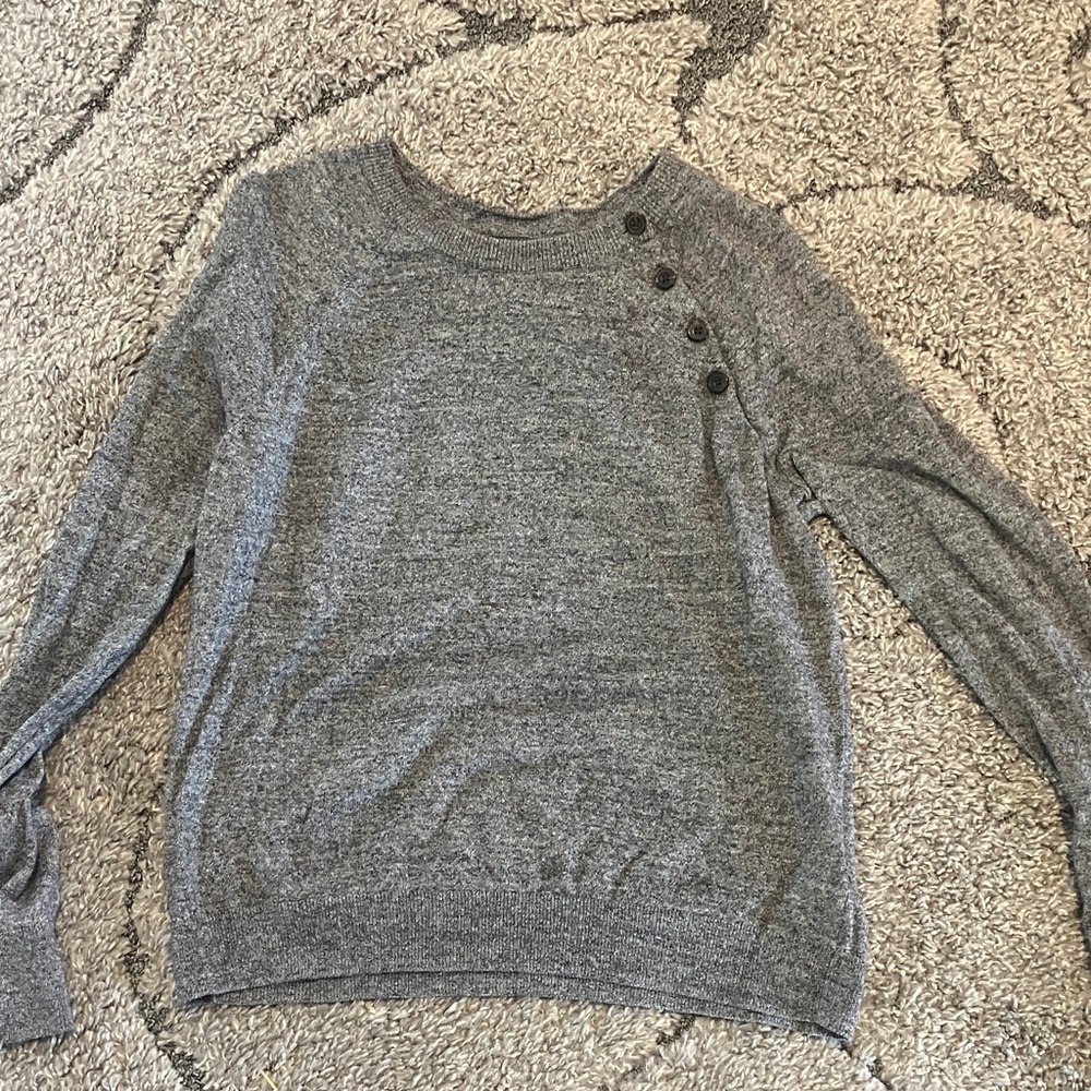 Abercrombie & Fitch Gray Button-Accent Sweater